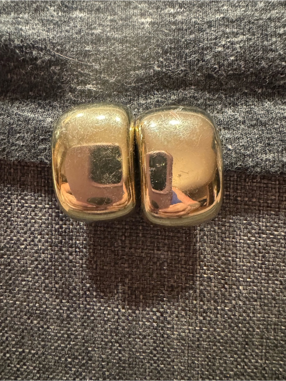 Vintage Silver Tone Chunky Pillow or Dome Shaped Clip On Earrings